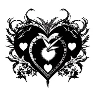 "Mélanie" clock heart tattoo design idea