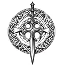 celtic cross dagger tattoo design idea