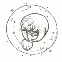 manatee in space tattoo design idea