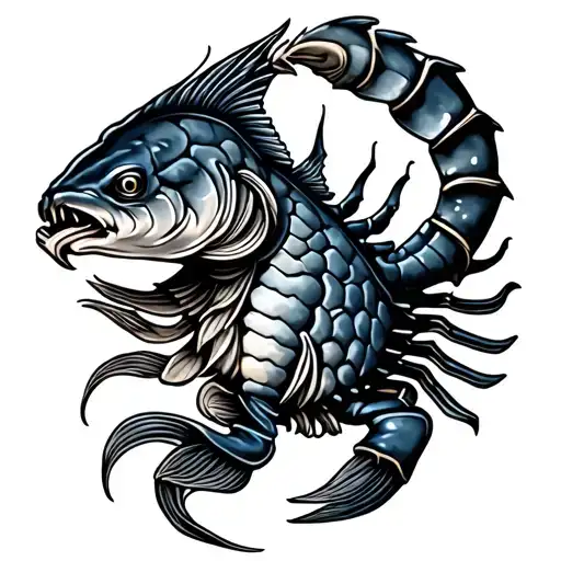 Fish scorpio tattoo design idea