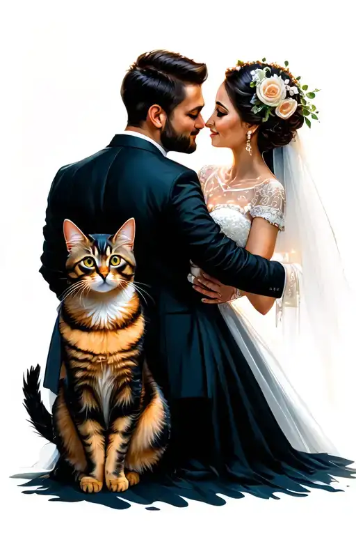 29 years balkan wedding a beautiful wife and my cat sparkles  tattoo design idea