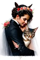 29 years balkan wedding a beautiful wife and my cat sparkles  tattoo design idea