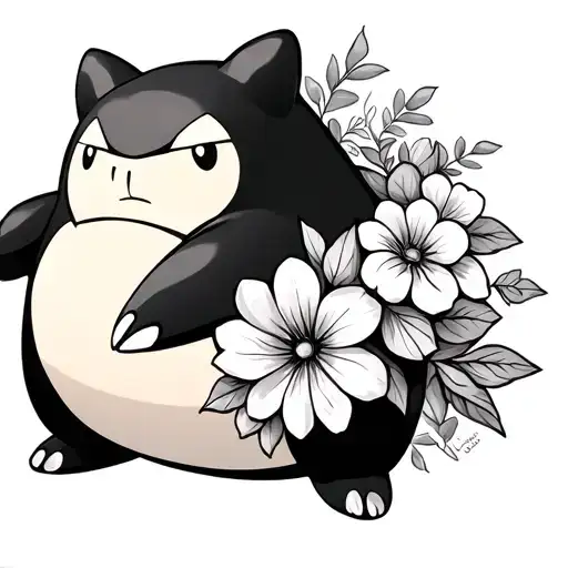 snorlax made of flowers tattoo design idea