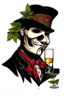 alcoholic anonymous mask inspired tattoo design idea