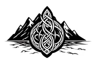 Celtic theme with mountain background  tattoo design idea
