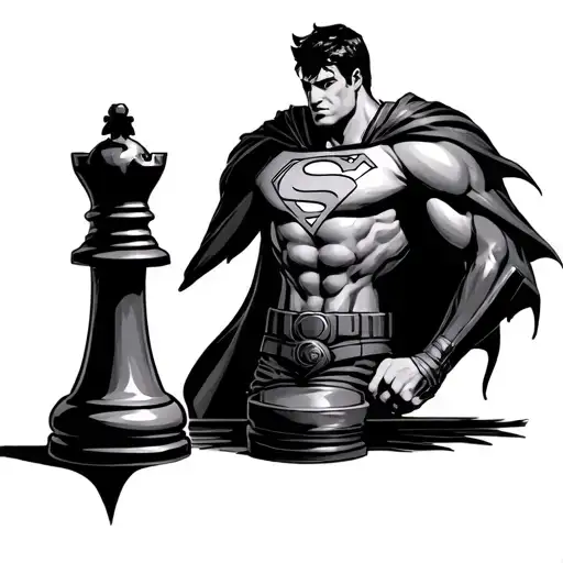 chess rook as superman tattoo design idea