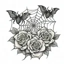 roses spider webs and spider crawling tattoo design idea