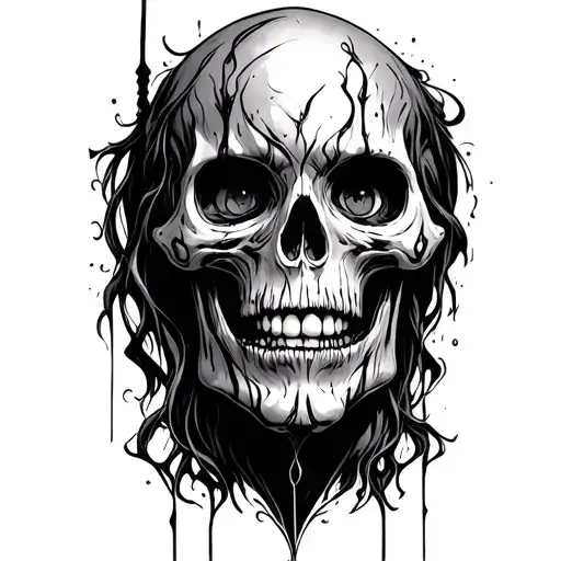 Dead head tears skin on a shogi tattoo design idea