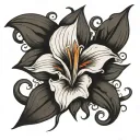 cross tattoo featuring calla lily tattoo design idea