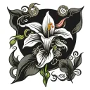 cross tattoo featuring calla lily tattoo design idea