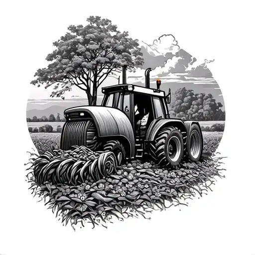Farming and renewal process tattoo design idea