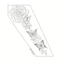Change name to "Puentes" and add butterflies  tattoo design idea