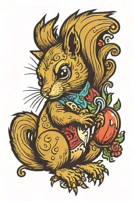 zombie squirrel tattoo design idea