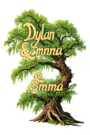 "Dylan & Emma" willow tree growing with names in branches forming tattoo design idea