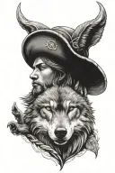 wolf like odin god's hat tattoo design idea
