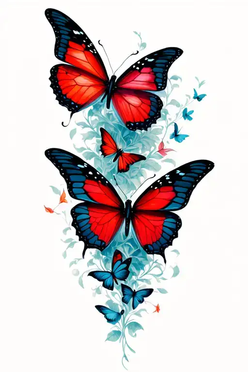 red butterflies coming together to make tattoo design idea