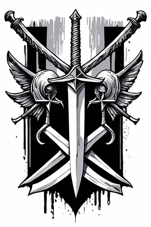 star and swords tattoo design idea