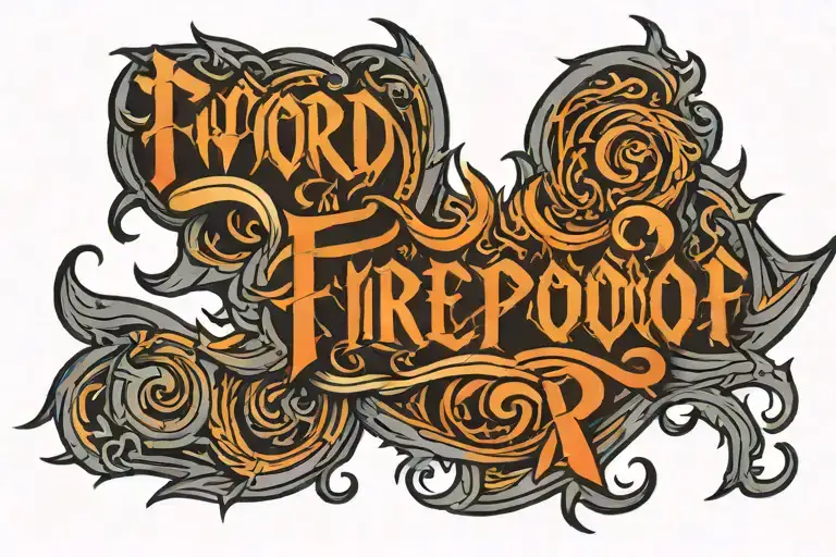 word fireproof with 5 chevrons under tattoo design idea