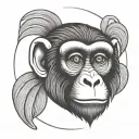 simple monkey head in circle tattoo design idea