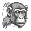 simple monkey head in circle tattoo design idea