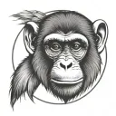 simple monkey head in circle tattoo design idea