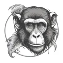 simple monkey head in circle tattoo design idea
