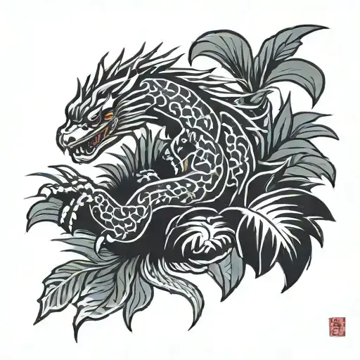 cyber sigilism Palmetto tattoo design idea