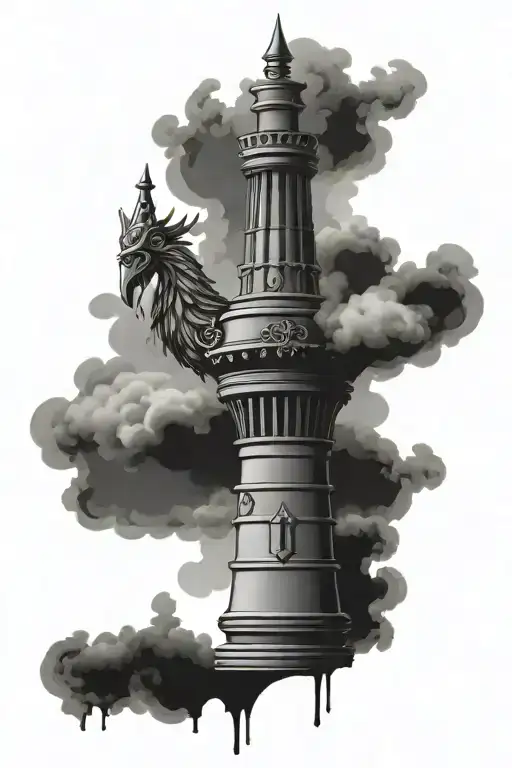 rook chess piece stairway to the heaven gates tattoo design idea