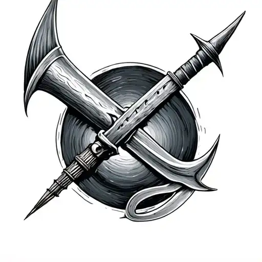 realistic Harpoon for thigh tattoo design idea