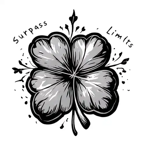 "Surpass Your Limits" Black Clover anime, 5 leaf clover tattoo design idea