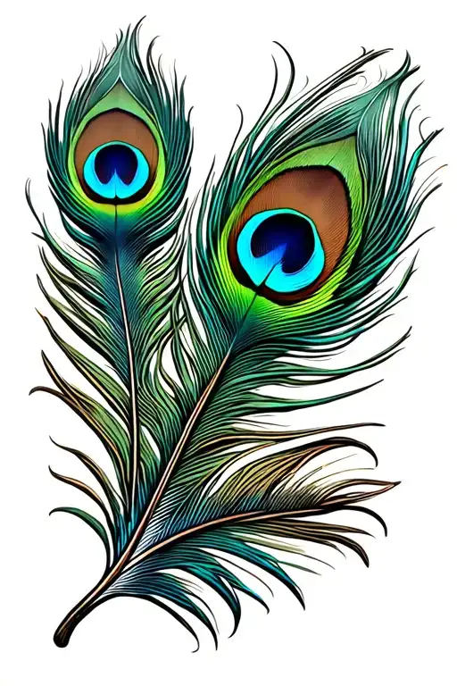 singular downward pointing peacock feather tattoo design idea