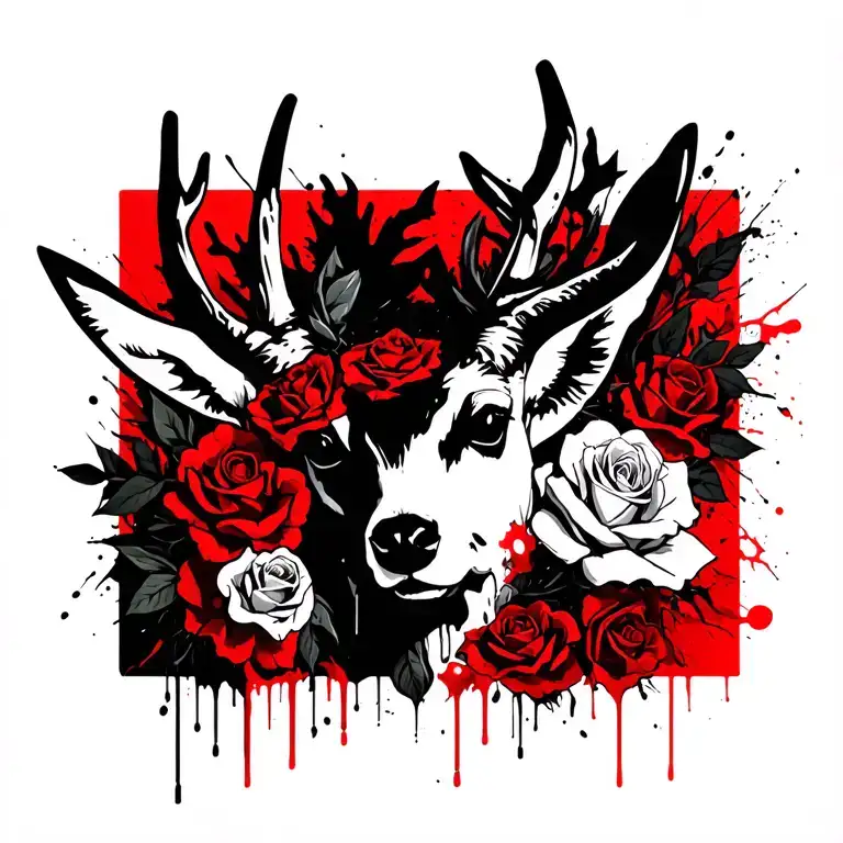 cyberpunk jackalope calevara roses gladiolus Mexican tattoo design idea