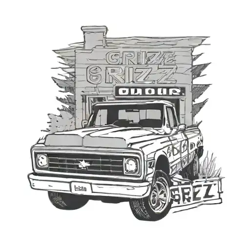 1972 chevy k20 with license plate that says grizz tattoo design idea