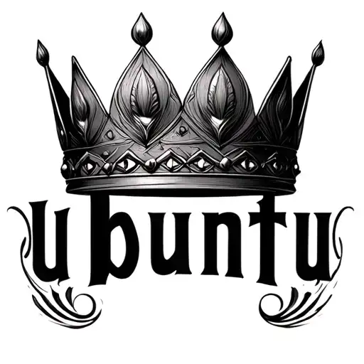 african crown with "Ubuntu" underneath tattoo design idea