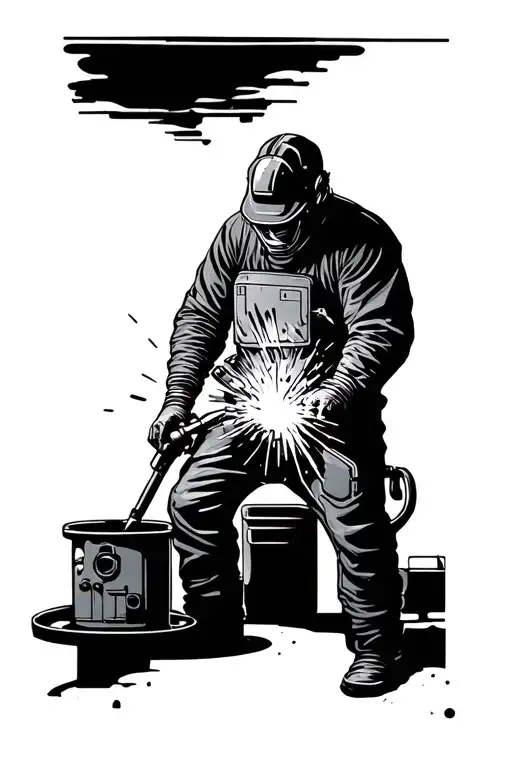 welder in an oil refinery tattoo design idea
