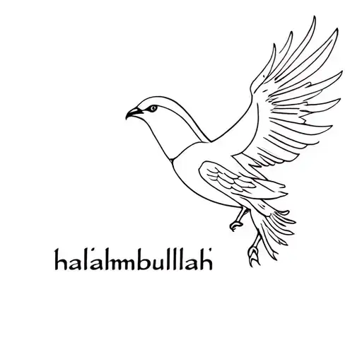 Falcon with "Alhamdulillah" (الحمد لله) tattoo design idea
