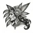 Aztec goddess inspired portrait with a chicano twist tattoo design idea