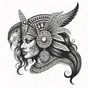 Aztec goddess inspired portrait with a chicano twist tattoo design idea