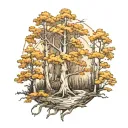 forest and aspen tree tattoo design idea