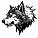 Witcher wolf head in Warhammer 40k style tattoo design idea