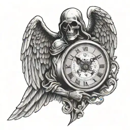 azrael angel of death tattoo holding time clock tattoo design idea