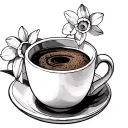 espresso cup with dafadils tattoo design idea