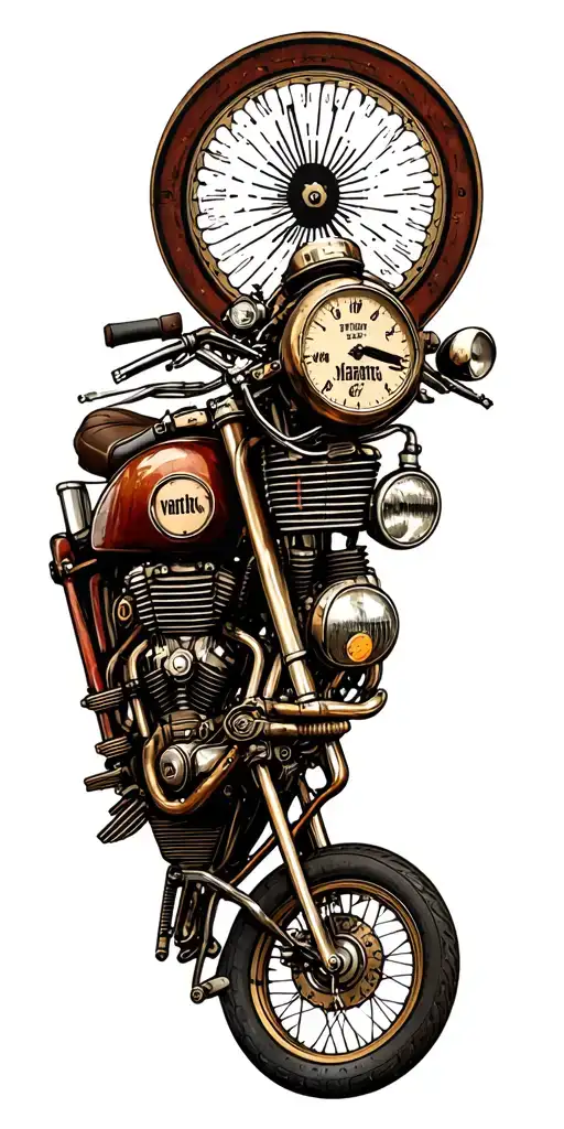 few old european motor bikes, steampunk art tattoo for full sleeve tattoo design idea