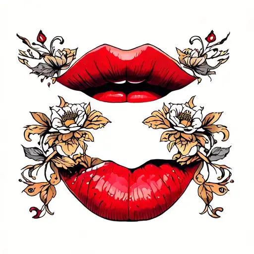 red kissing mark tattoo design idea