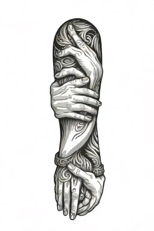 hands hugging tattoo design idea