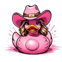 cowgirl pink glitter rubber duck tattoo design idea