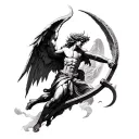 Create tattoo design where will be fight st. Michael with the devil. St. Michael will fight from the heaven and the Devi tattoo design idea