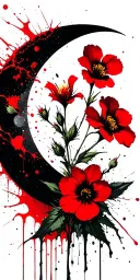 evening primrose, and crescent moon tattoo design idea