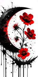 evening primrose, and crescent moon tattoo design idea