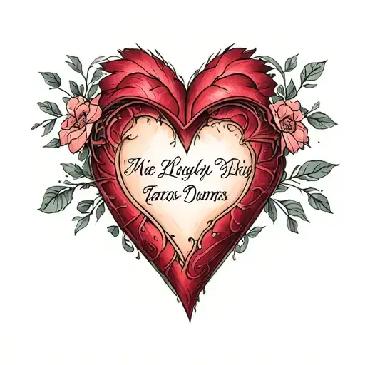 2 Names Inside A Heart tattoo design idea